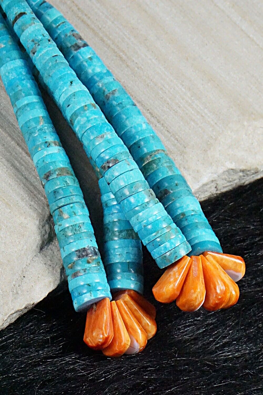 Turquoise & Spiny Oyster Necklace - Lupe Lovato