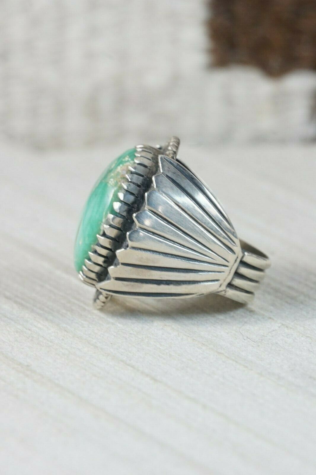 Navajo Turquoise and Sterling Silver Ring - Myron Etsitty - Size 11 - High Lonesome Trading
