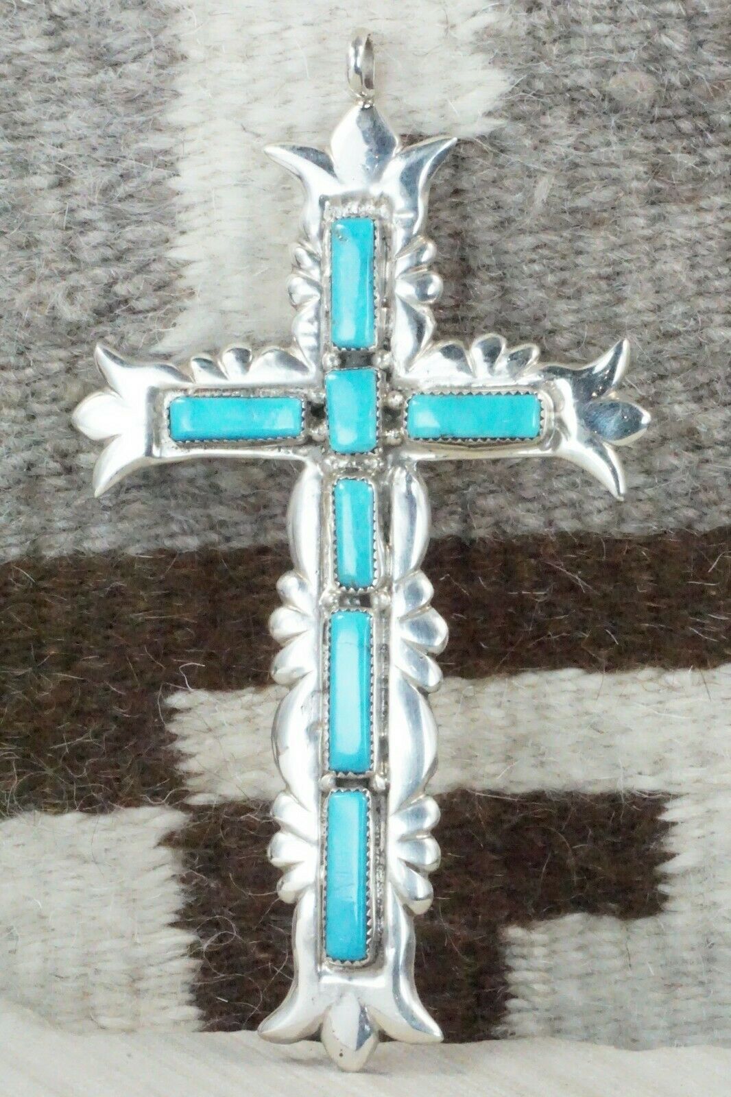 Turquoise and Sterling Silver Cross Pendant - George Leekity