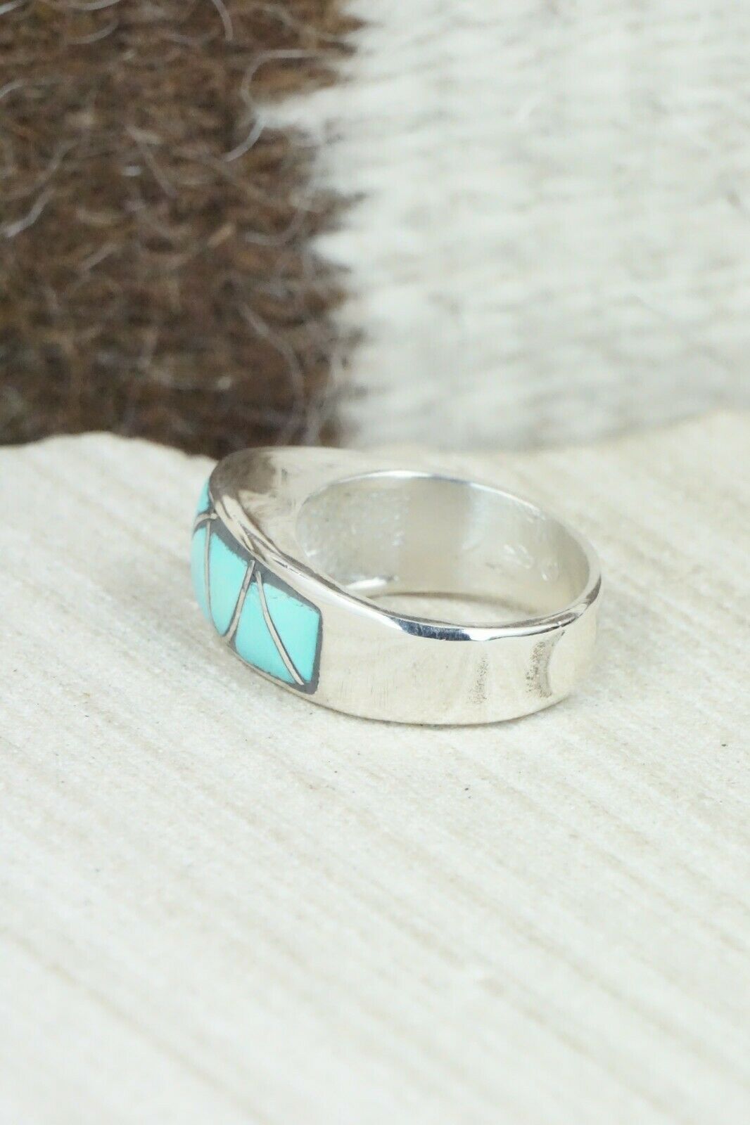 Turquoise & Sterling Silver Ring - Orena Leekya - Size 5.75
