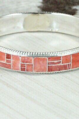 Spiny Oyster & Sterling Silver Bangle Bracelet - Ricky Booqua - High Lonesome Trading