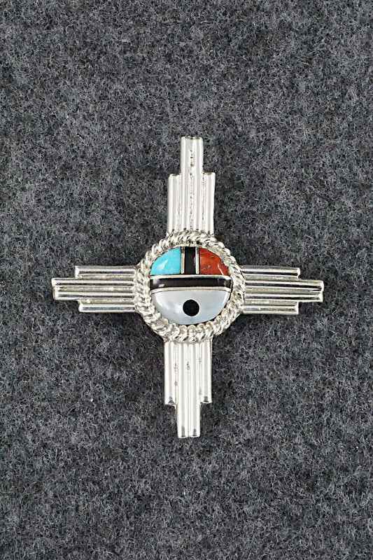 Multi Stone & Sterling Silver Pendant/Pin - Elvira Kiyite