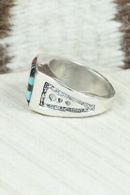 Turquoise & Sterling Silver Ring - Leslie & Gladys Lamy - Size 10
