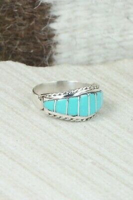 Turquoise & Sterling Silver Ring - Millie Peynetsa - Size 8