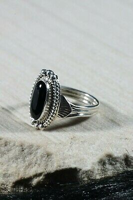 Navajo Onyx and Sterling Silver Ring - Jan Mariano - Size 9.75 - High Lonesome Trading
