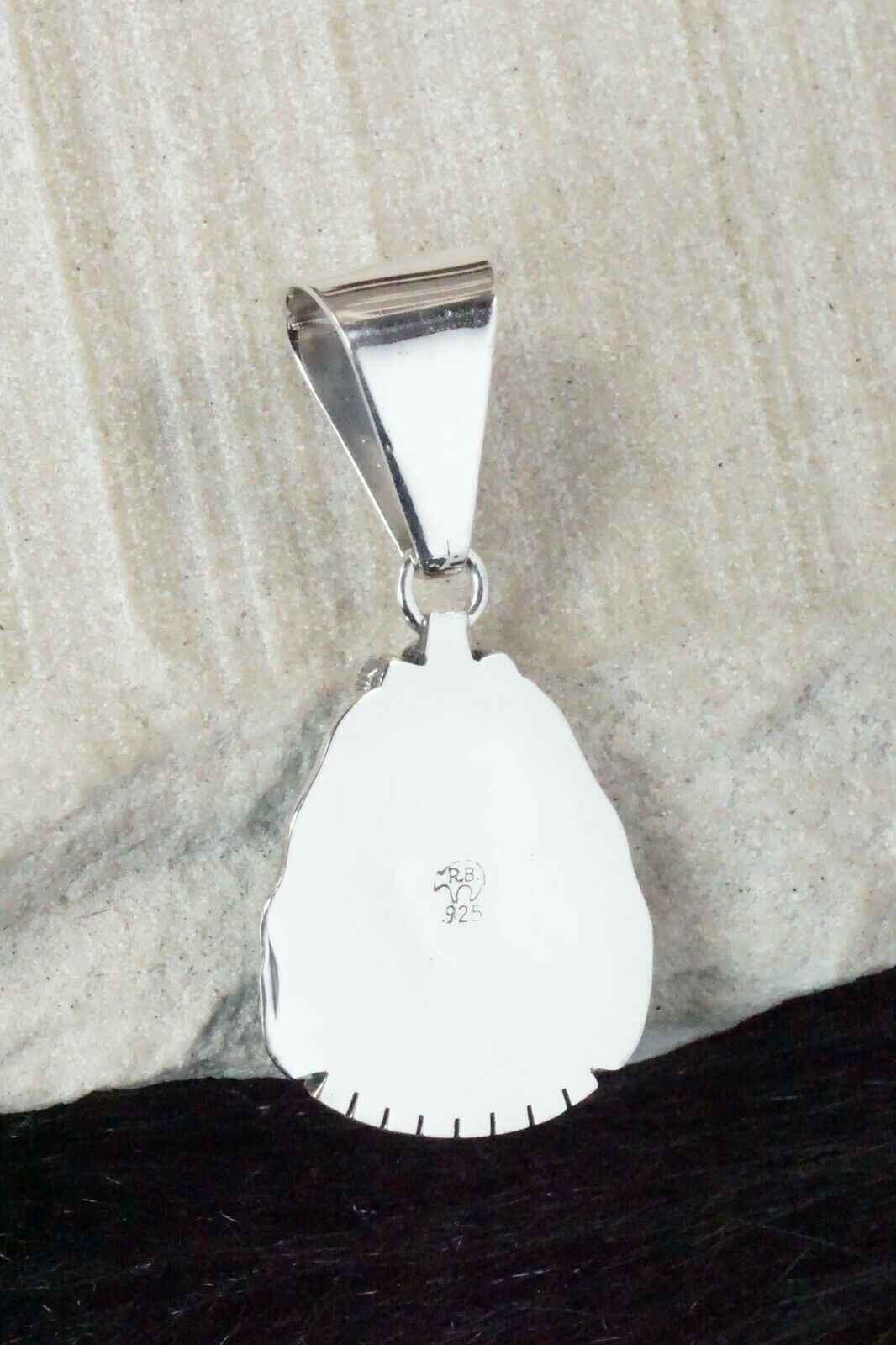 Turquoise, Coral and Sterling Silver Pendant - Navajo - High Lonesome Trading