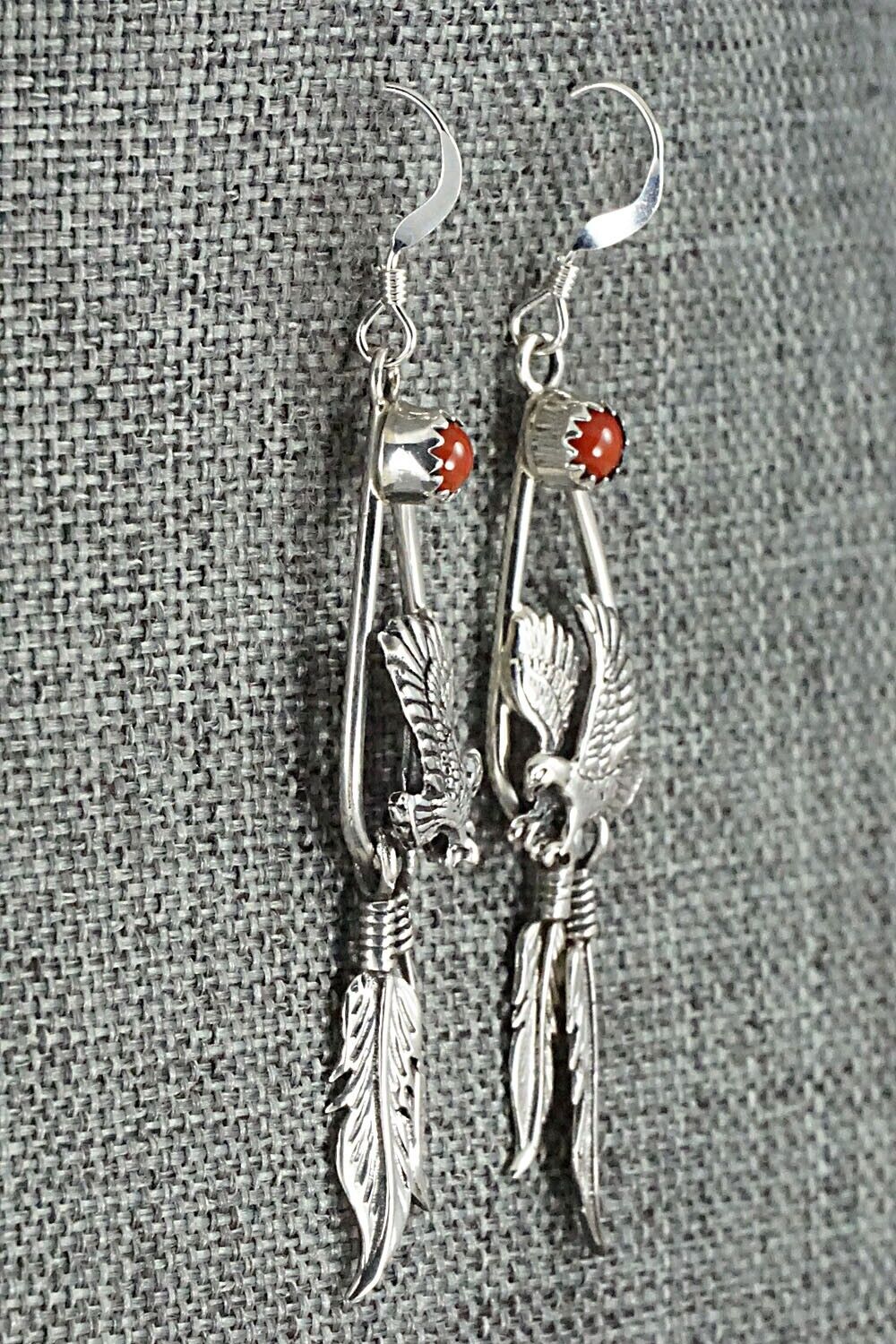 Coral & Sterling Silver Earrings - Elaine Shirley