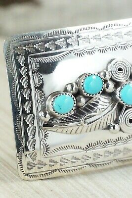 Turquoise & Sterling Silver Belt Buckle - Wilbur Myers