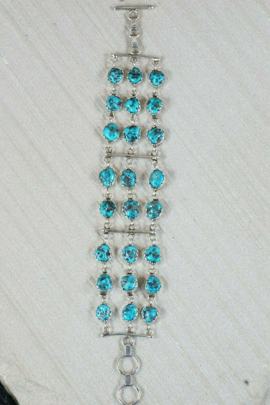 Navajo Turquoise and Sterling Silver Bracelet - Anthony Skeets - High Lonesome Trading