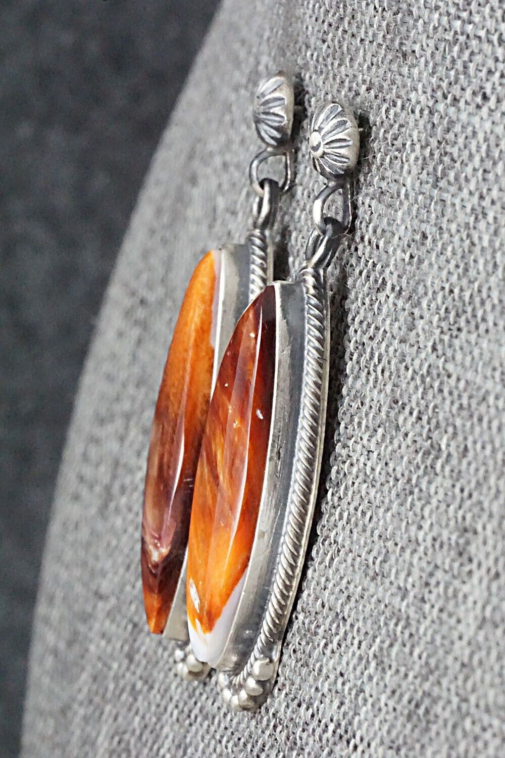 Spiny Oyster & Sterling Silver Earrings - Annie Spencer