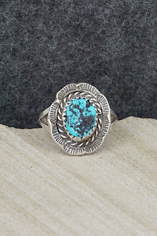 Turquoise & Sterling Silver Ring - Freda Martinez - Size 8