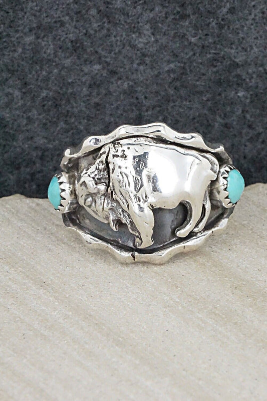 Turquoise & Sterling Silver Ring - Genevieve Francisco - Size 12