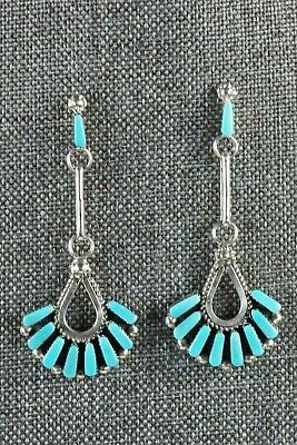 Zuni Turquoise & Sterling Silver Earrings - Carlene Hattie - High Lonesome Trading
