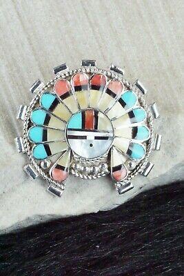 Zuni Multi Stone and Sterling Silver Pendant & Pin - Verdel Niiha - High Lonesome Trading