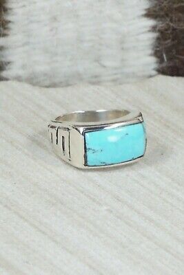 Turquoise & Sterling Silver Ring - Leslie & Gladys Lamy - Size 7