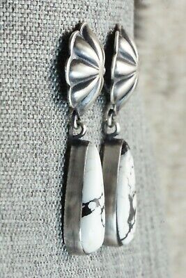 White Buffalo & Sterling Silver Earrings - Lyle Piaso