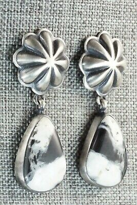 White Buffalo & Sterling Silver Earrings - Lyle Piaso