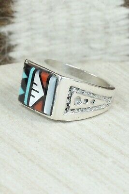 Turquoise & Sterling Silver Ring - Leslie & Gladys Lamy - Size 10.25