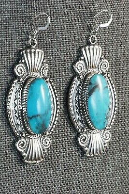 Navajo Turquoise & Sterling Silver Earrings - Irvin Tsosie - High Lonesome Trading