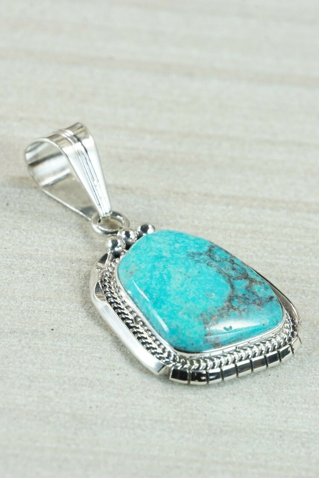 Navajo Turquoise & Sterling Silver Pendant - Samuel Yellowhair