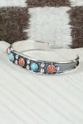 Turquoise, Coral & Sterling Silver Bracelet - Paul Largo