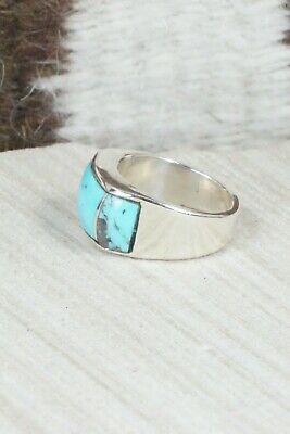 Turquoise & Sterling Silver Ring - Leslie & Gladys Lamy - Size 7