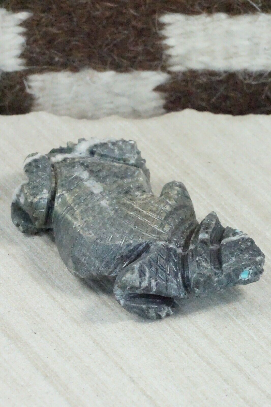 Horned Toad Zuni Fetish Carving - Kent Banteah