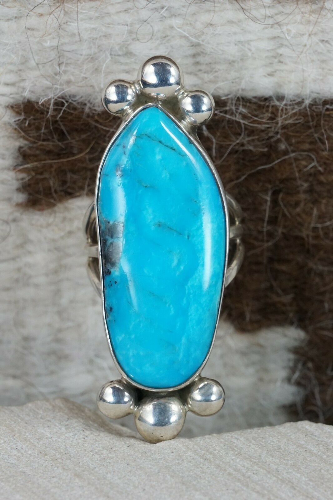 Navajo Turquoise and Sterling Silver Ring - Rick Martinez - Size 9