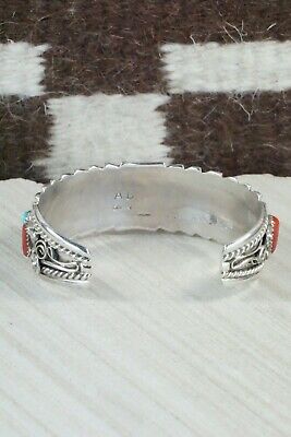 Turquoise, Coral & Sterling Silver Bracelet - Anthony Brown