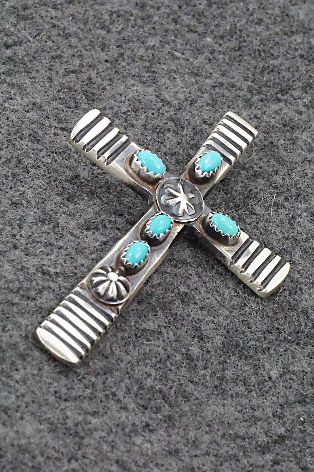 Turquoise and Sterling Silver Pendant - Martha Cayatineto