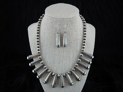 Navajo Sterling Silver Necklace & Earring Set - Geraldine Yazzie - High Lonesome Trading