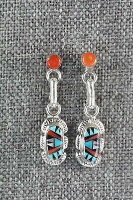 Multi Stone Inlay & Sterling Silver Earrings - Ernest Leekela