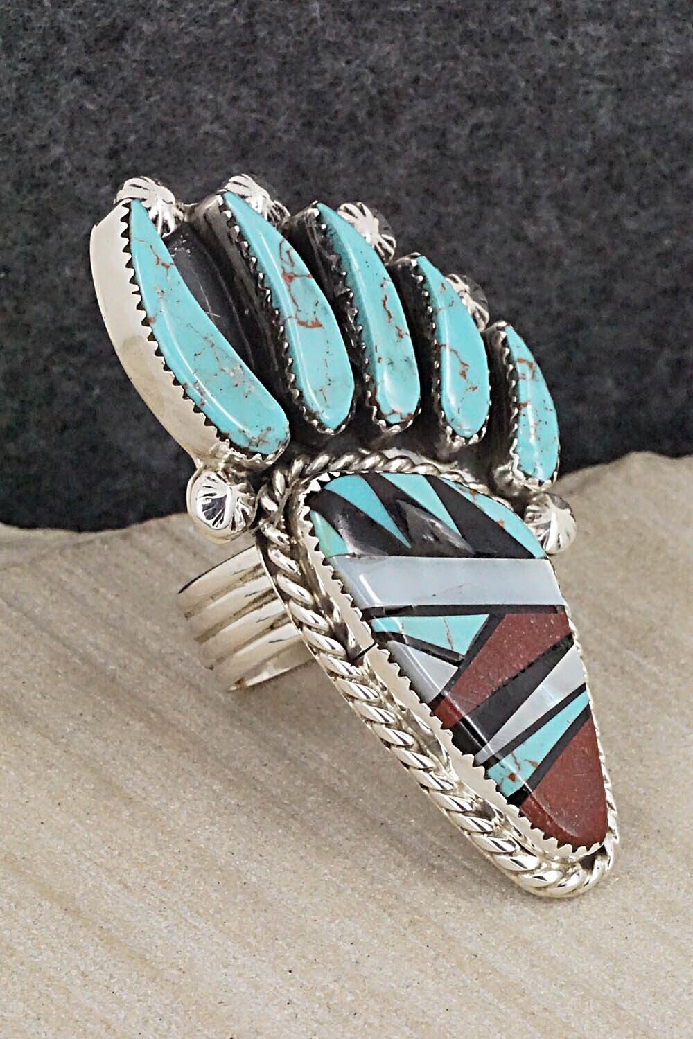 Multi-Stone & Sterling Silver Ring - Ben Livingston - Size 9.5