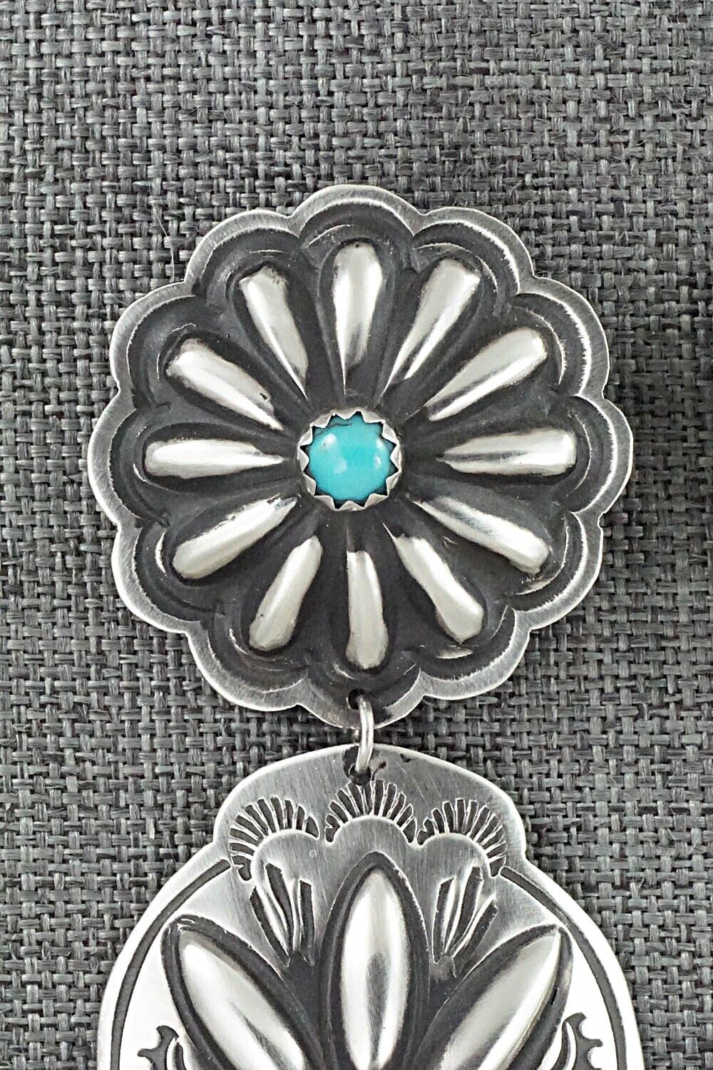 Turquoise & Sterling Silver Earrings - Leander Tahe