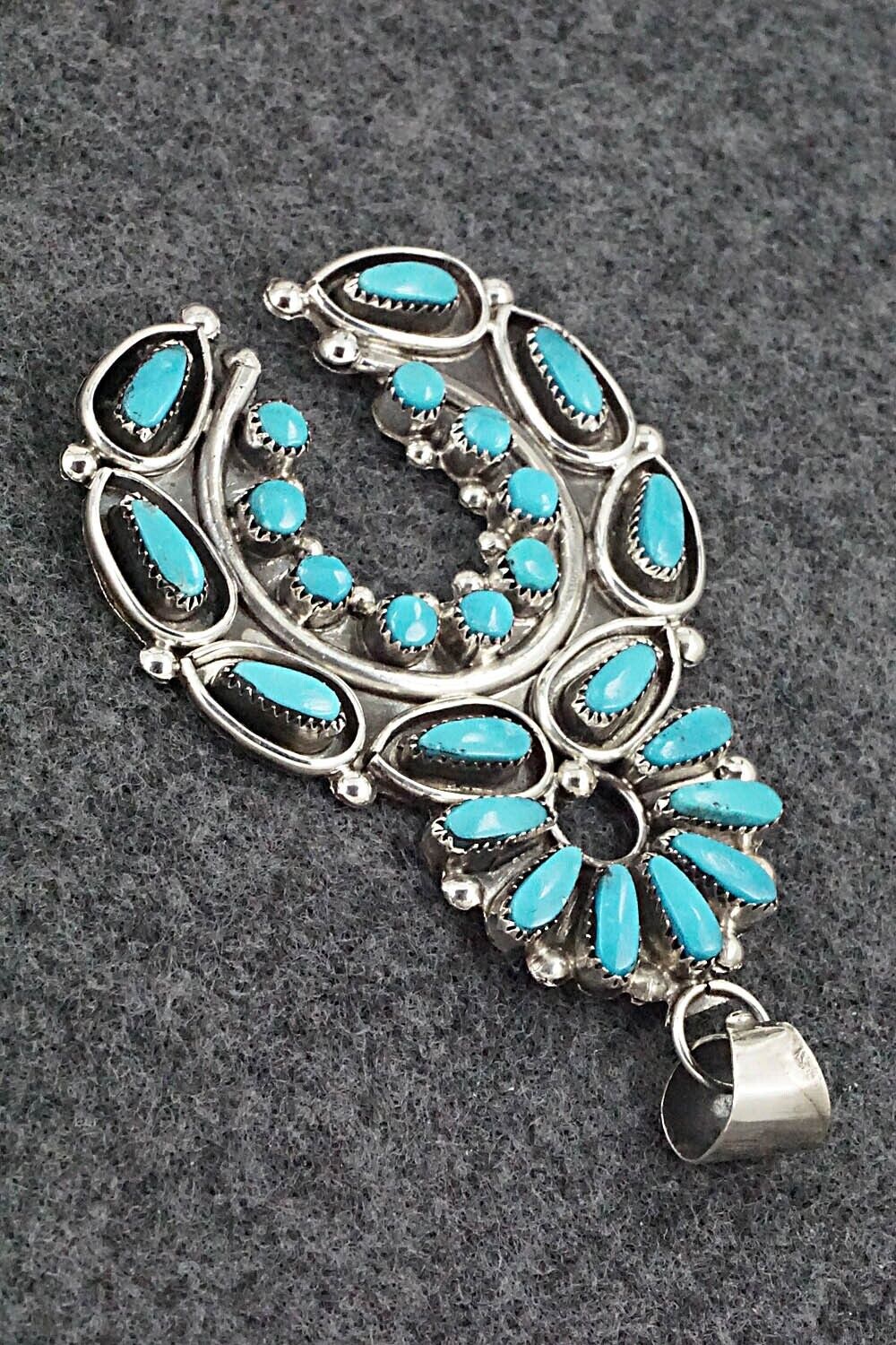 Turquoise and Sterling Silver Naja Pendant - Vie Bobelu
