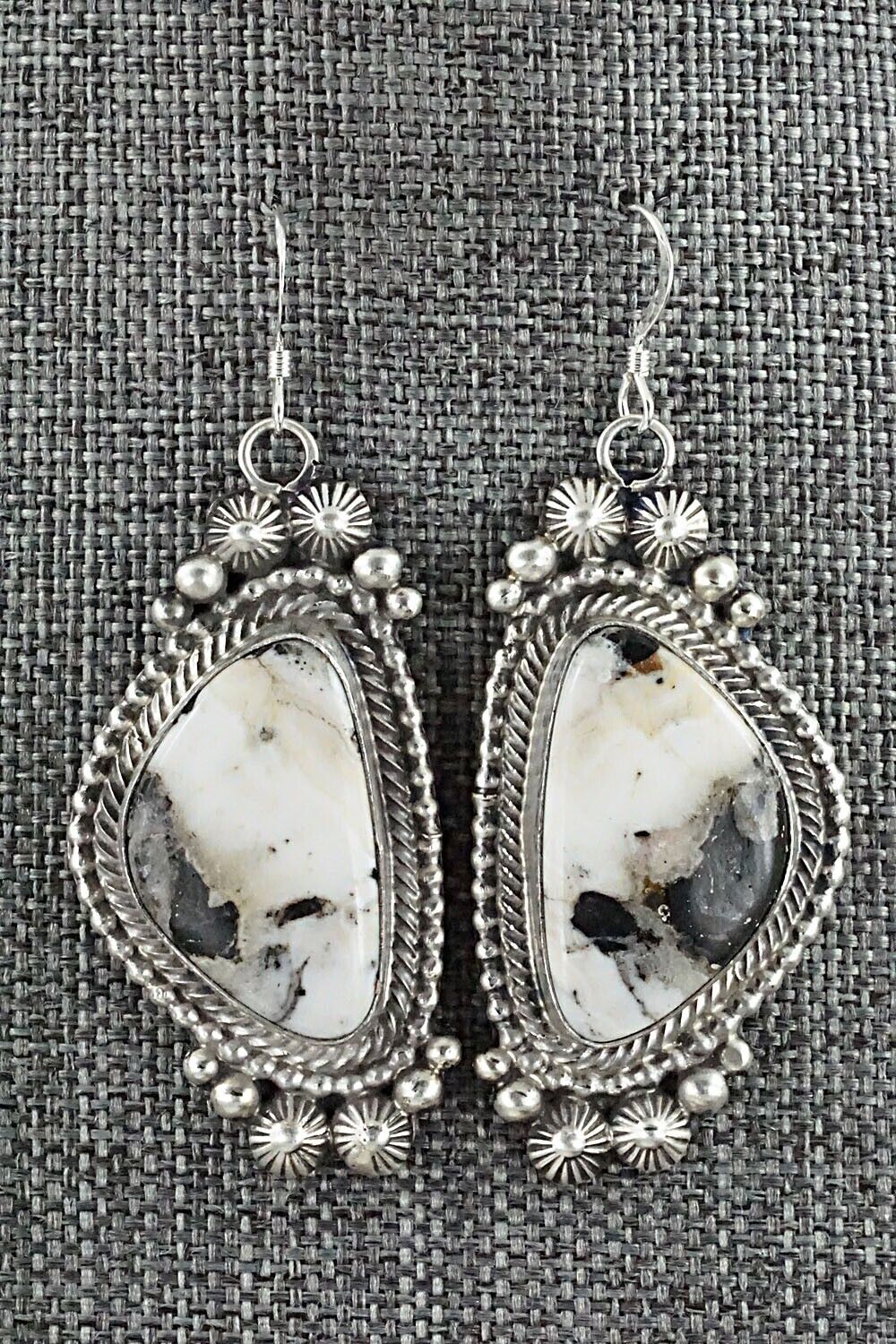 White Buffalo & Sterling Silver Squash Blossom Set - Tom Lewis