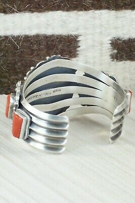 Turquoise, Coral and Sterling Silver Bracelet - Tom Lewis