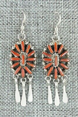 Coral & Sterling Silver Earrings - George Peina