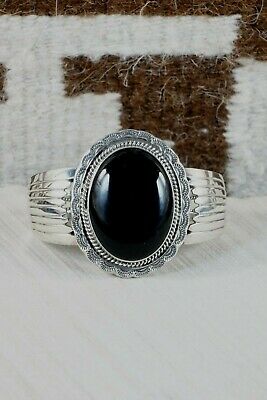 Navajo Onyx & Sterling Silver Bracelet - Jameson Delgarito - High Lonesome Trading