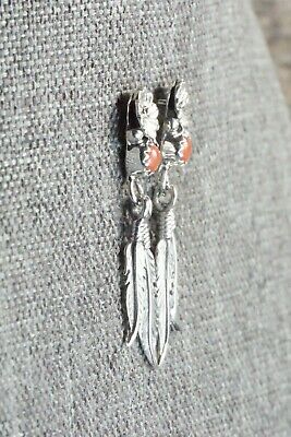 Coral & Sterling Silver Earrings - Adelarae Yazzie