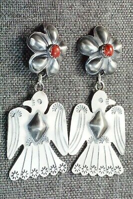 Spiny Oyster & Sterling Silver Earrings - Tim Yazzie