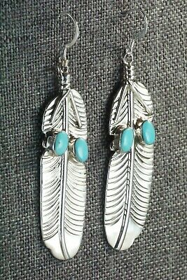 Navajo Turquoise & Sterling Silver Earrings - Greg Yazzie