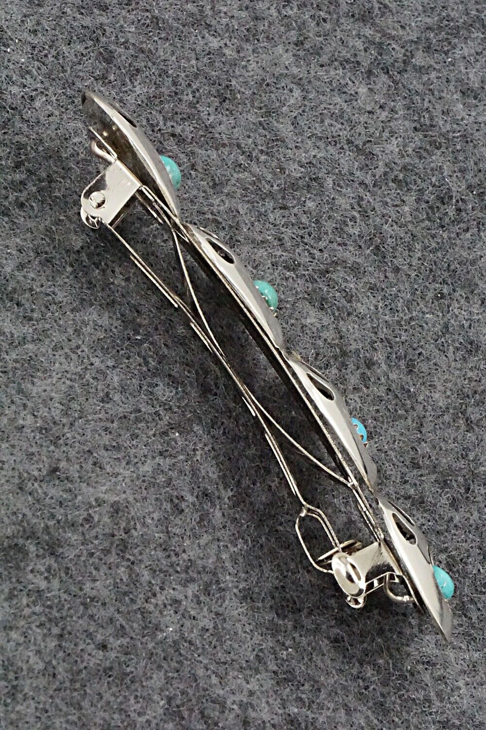 Turquoise & Sterling Silver Hair Barrette - Virginia Long