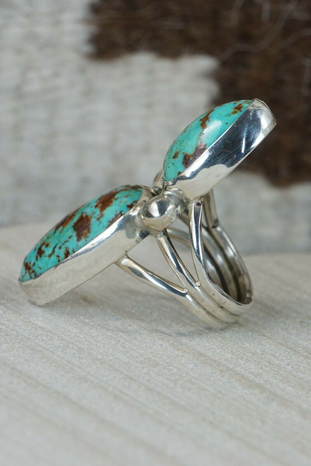 Navajo Turquoise and Sterling Silver Ring - Rick Martinez - Size 8