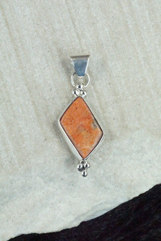 Coral and Sterling Silver Pendant - Navajo