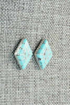 Turquoise & Sterling Silver Earrings - Constance Espaloose