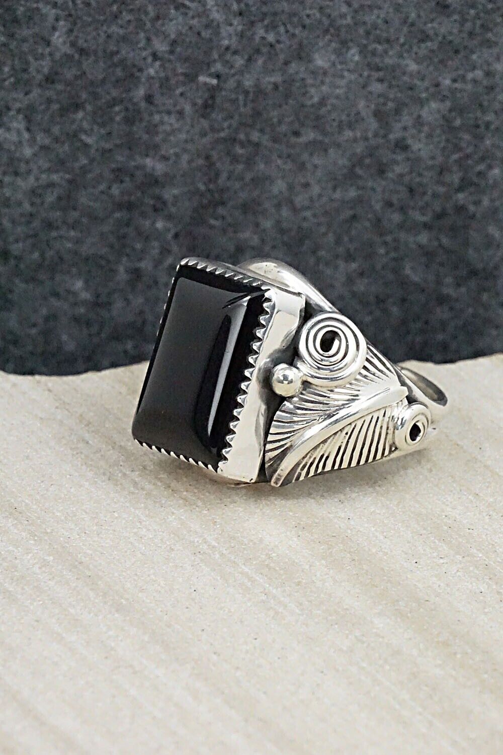 Onyx & Sterling Silver Ring - Darrell Morgan - Size 10