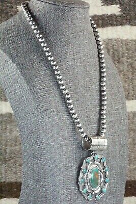 Turquoise and Sterling Silver Pendant & Necklace - Tom Lewis