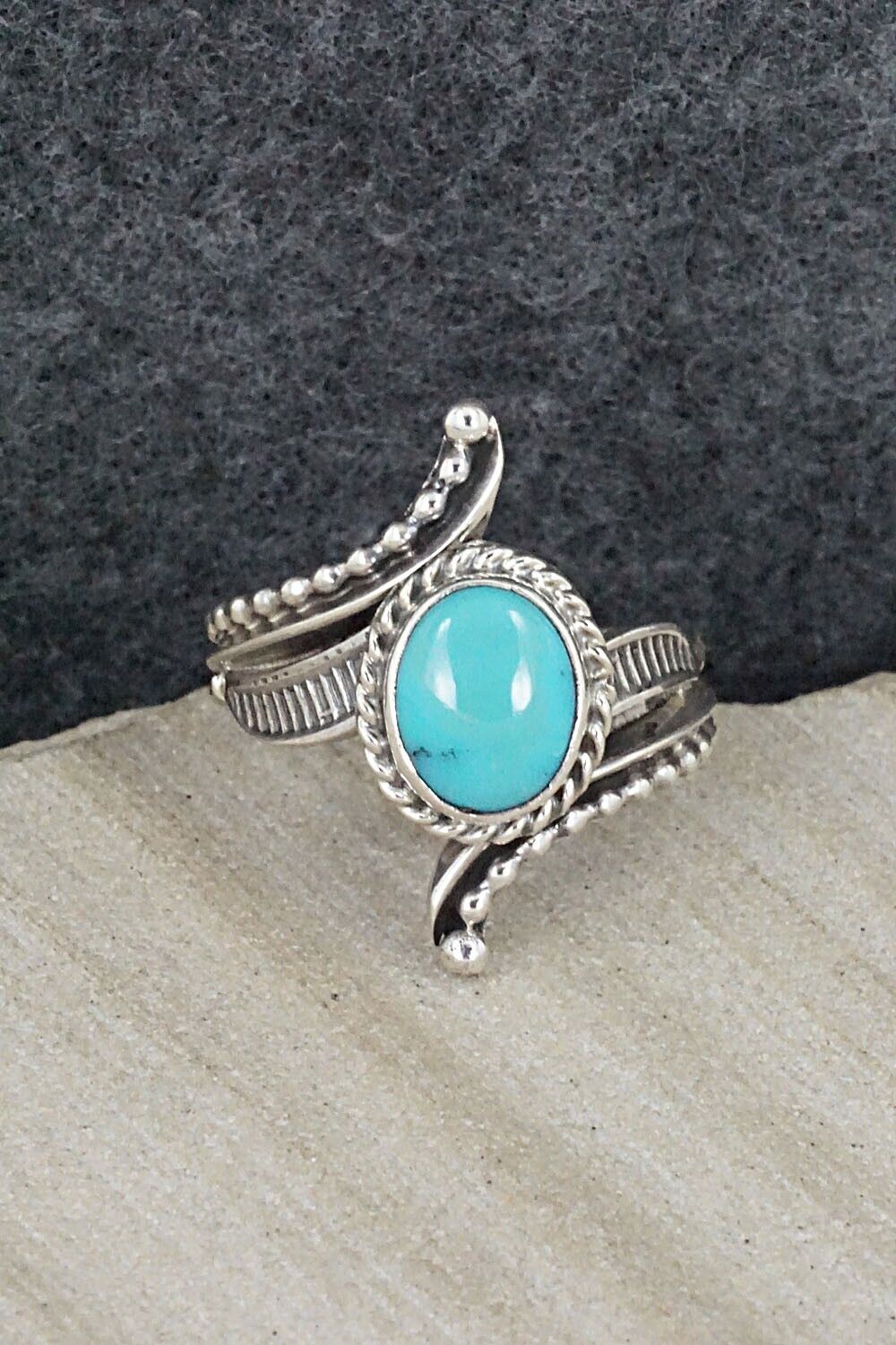 Turquoise & Sterling Silver Ring - Thomas Yazzie - Size 7.75