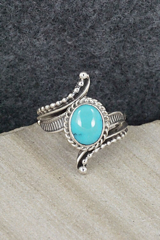 Turquoise & Sterling Silver Ring - Thomas Yazzie - Size 7.75